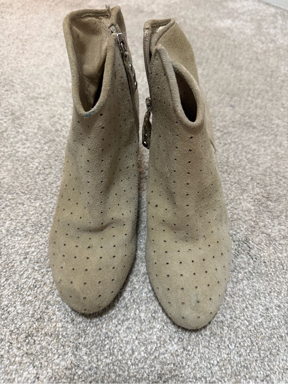 Matt Bernson Taupe Perforated Suede Ankle Booties